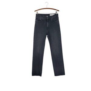 Rag & Bone Harlow Mid-Rise Straight Leg Jeans Worn In Black Denim Womens Size 27